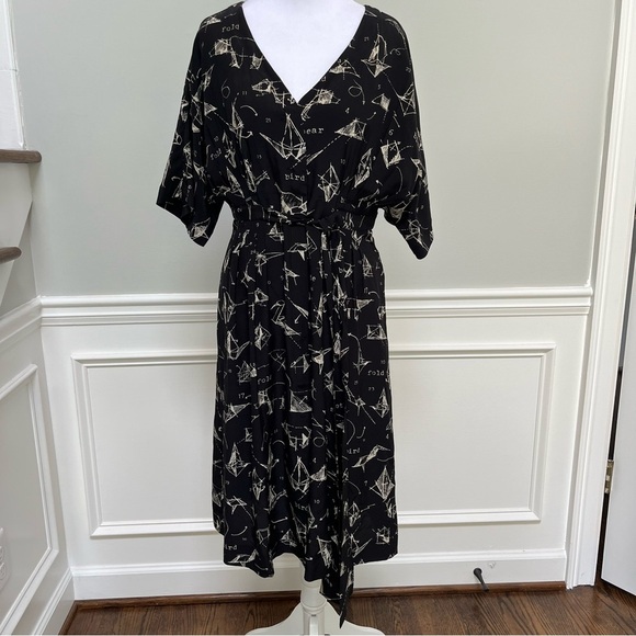 Moulinette Soeurs Midi Silk Dress Size 2 - Picture 2 of 10